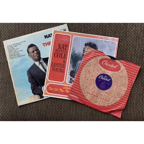 Other - Lot Of 3 Nat King Cole Lester Young Vinyl/Shellac Records 33,78 RPM, 1 In Shrink